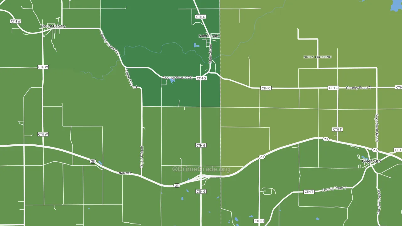 St. Cloud, WI Map of Burglary Rates