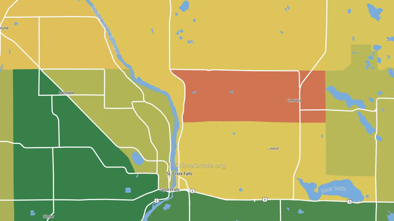 St. Croix Falls, WI Map of Burglary Rates