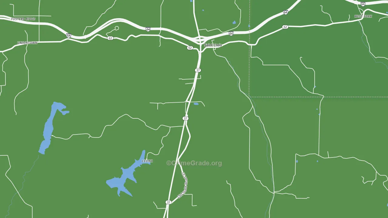 St. Croix, IN Map of Burglary Rates