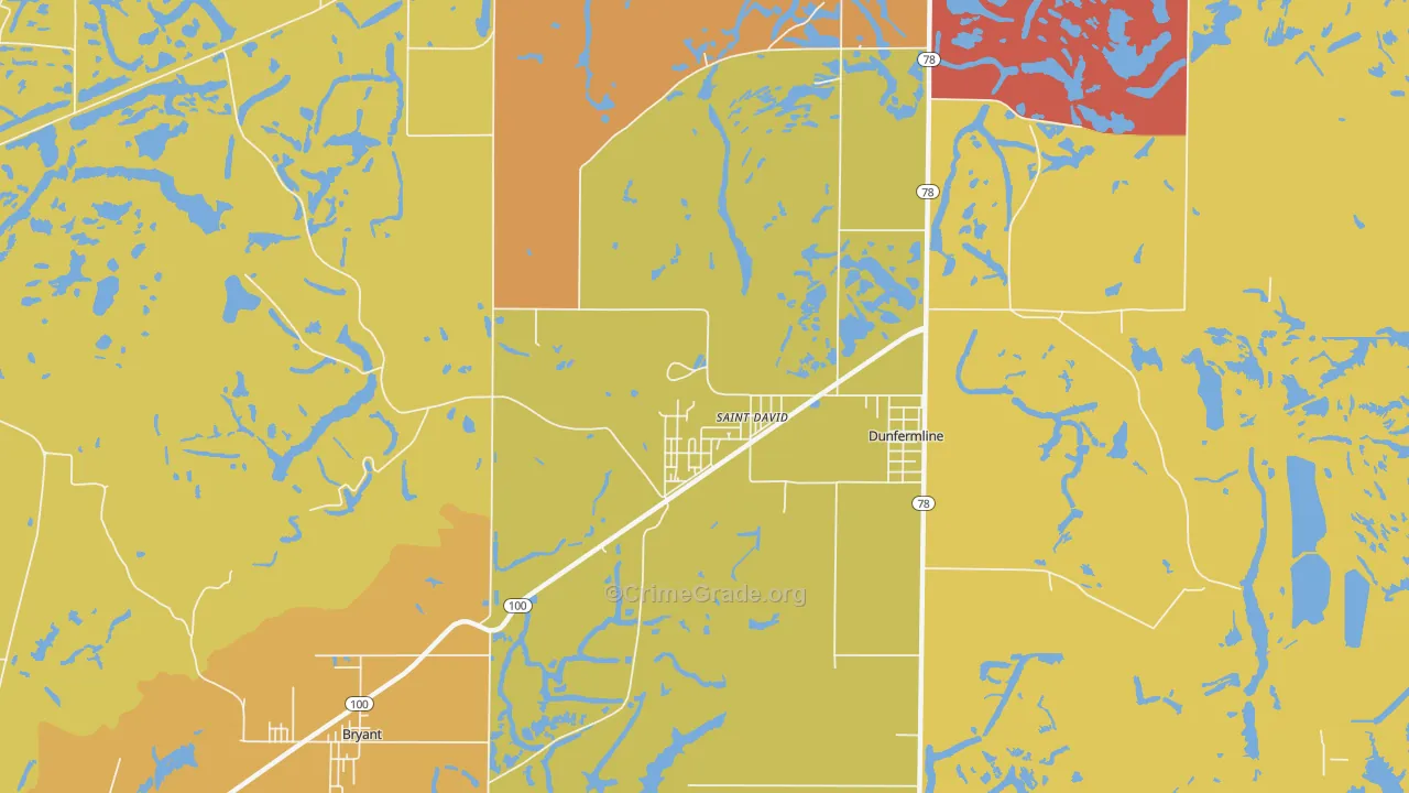 St. David, IL Map of Burglary Rates