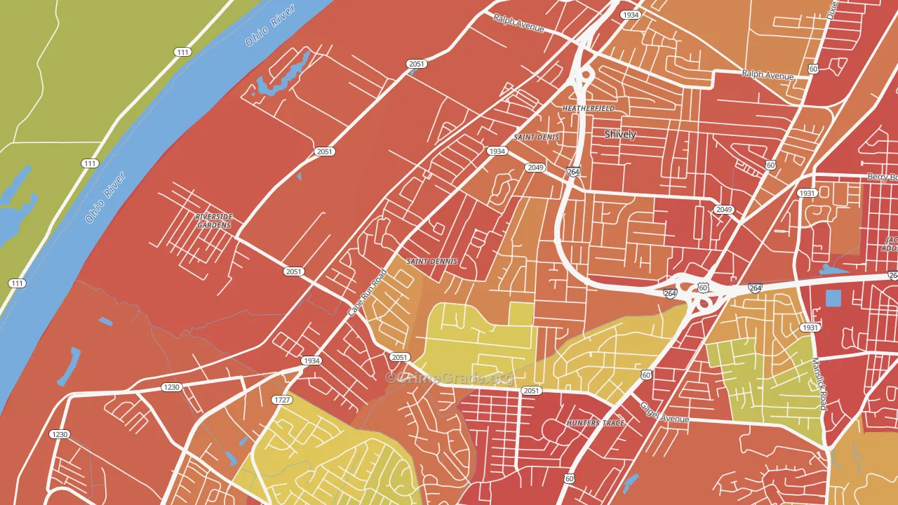 St. Dennis, Louisville, KY Map of Burglary Rates