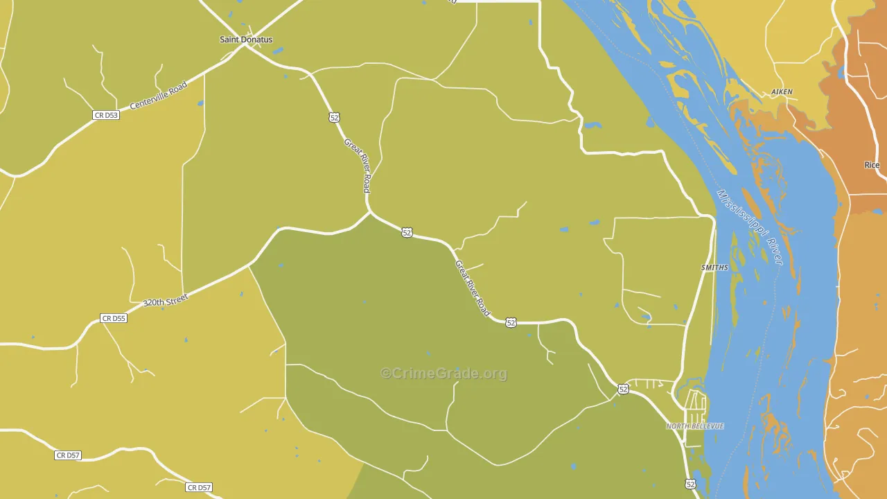 St. Donatus, IA Map of Burglary Rates