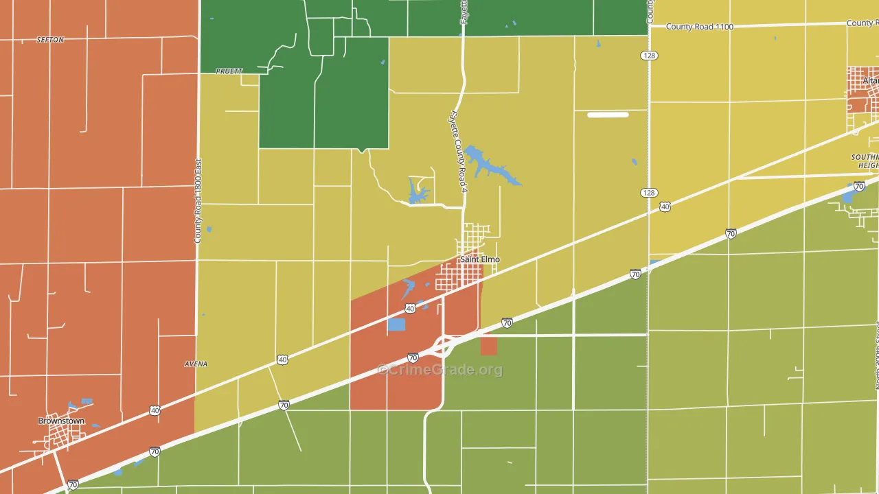 St. Elmo, IL Map of Burglary Rates