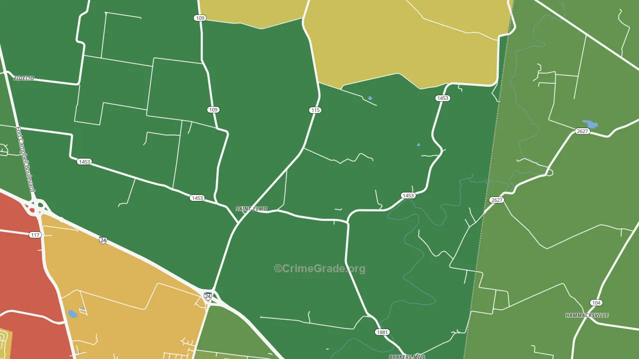 St. Elmo, KY Map of Burglary Rates