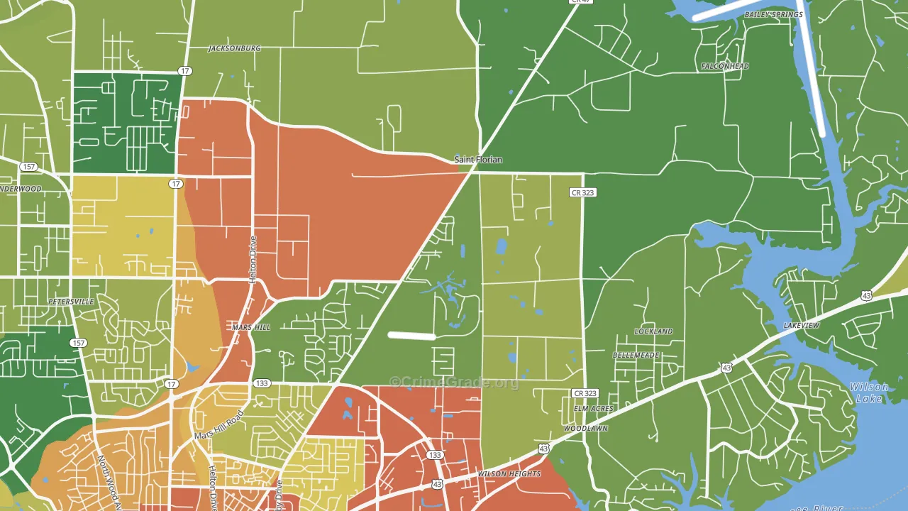 St. Florian, AL Map of Burglary Rates