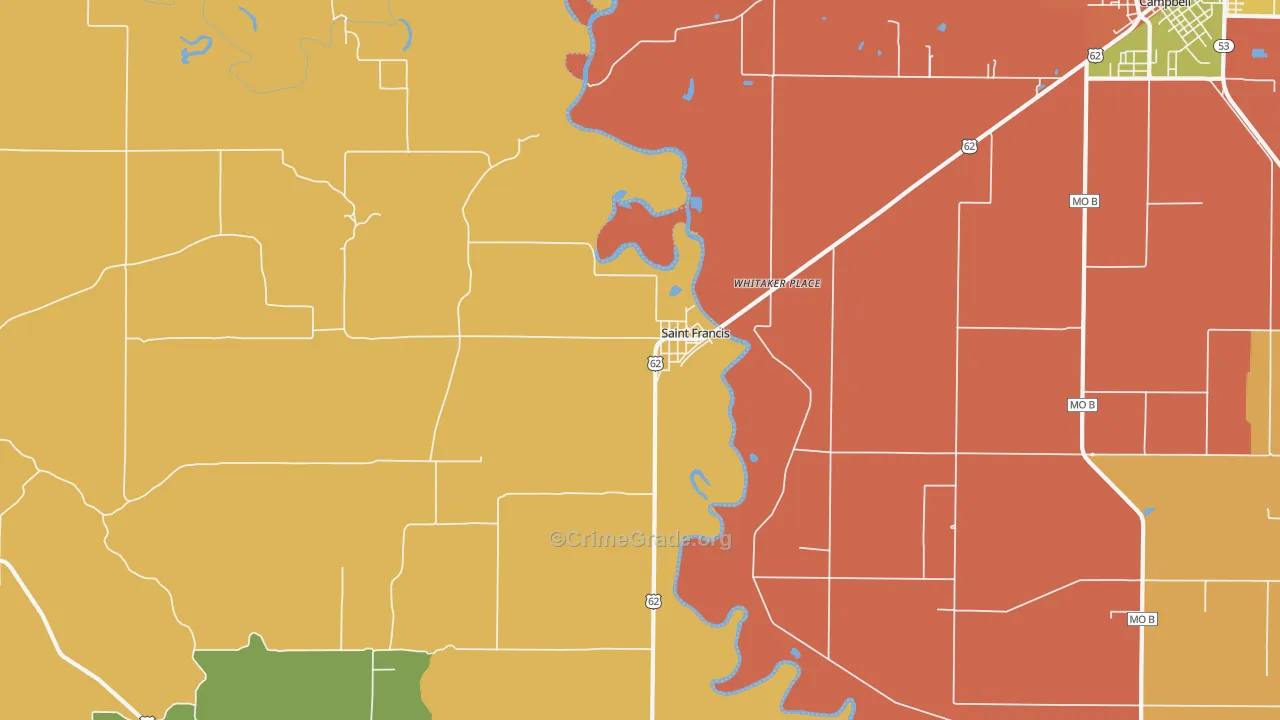 St. Francis, AR Map of Burglary Rates
