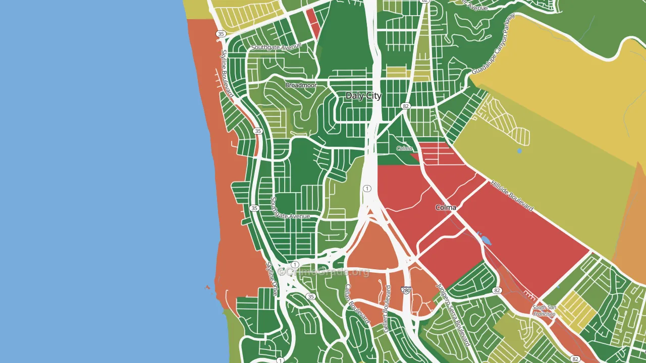 St. Francis, Daly City, CA Map of Burglary Rates