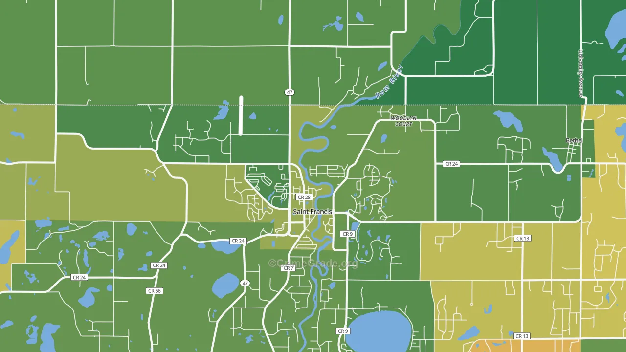 St. Francis, MN Map of Burglary Rates