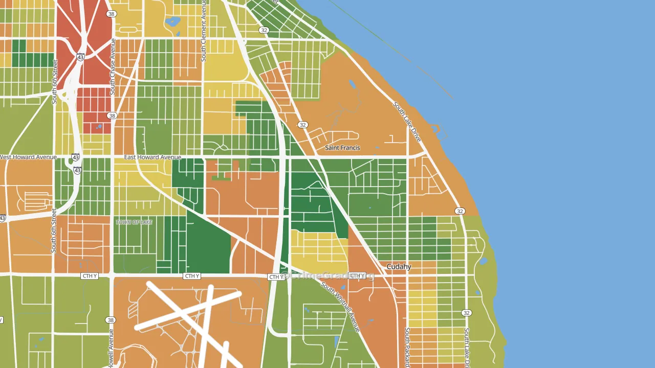 St. Francis, WI Map of Burglary Rates
