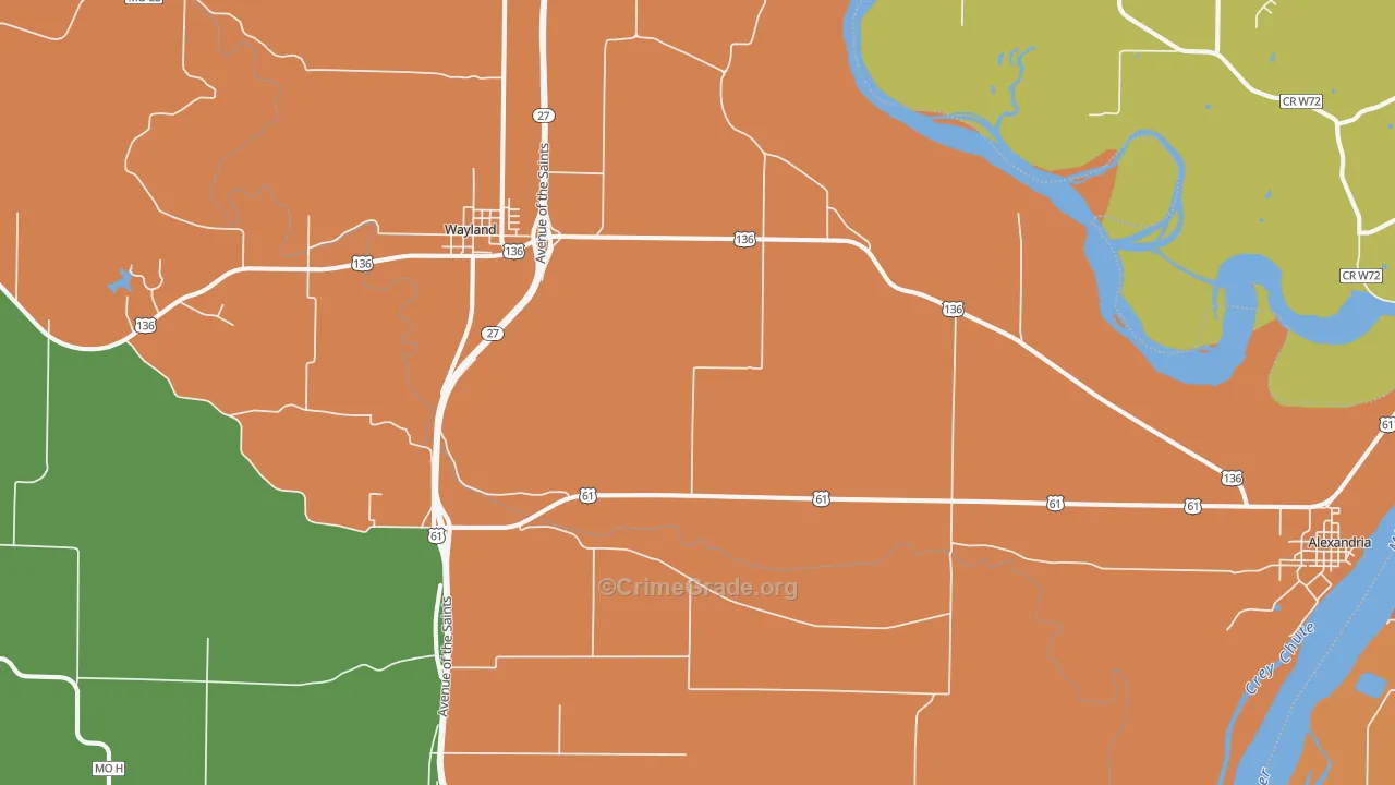 St. Francisville, MO Map of Burglary Rates