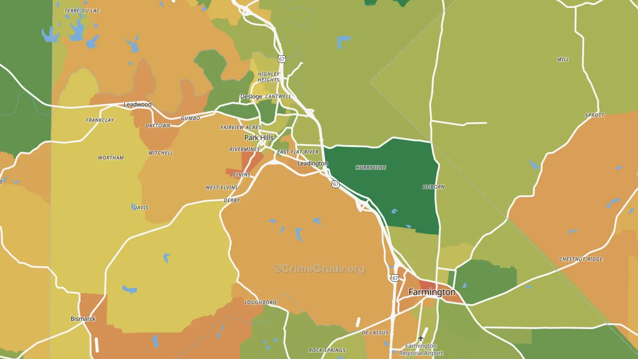 St. Francois County, MO Map of Burglary Rates