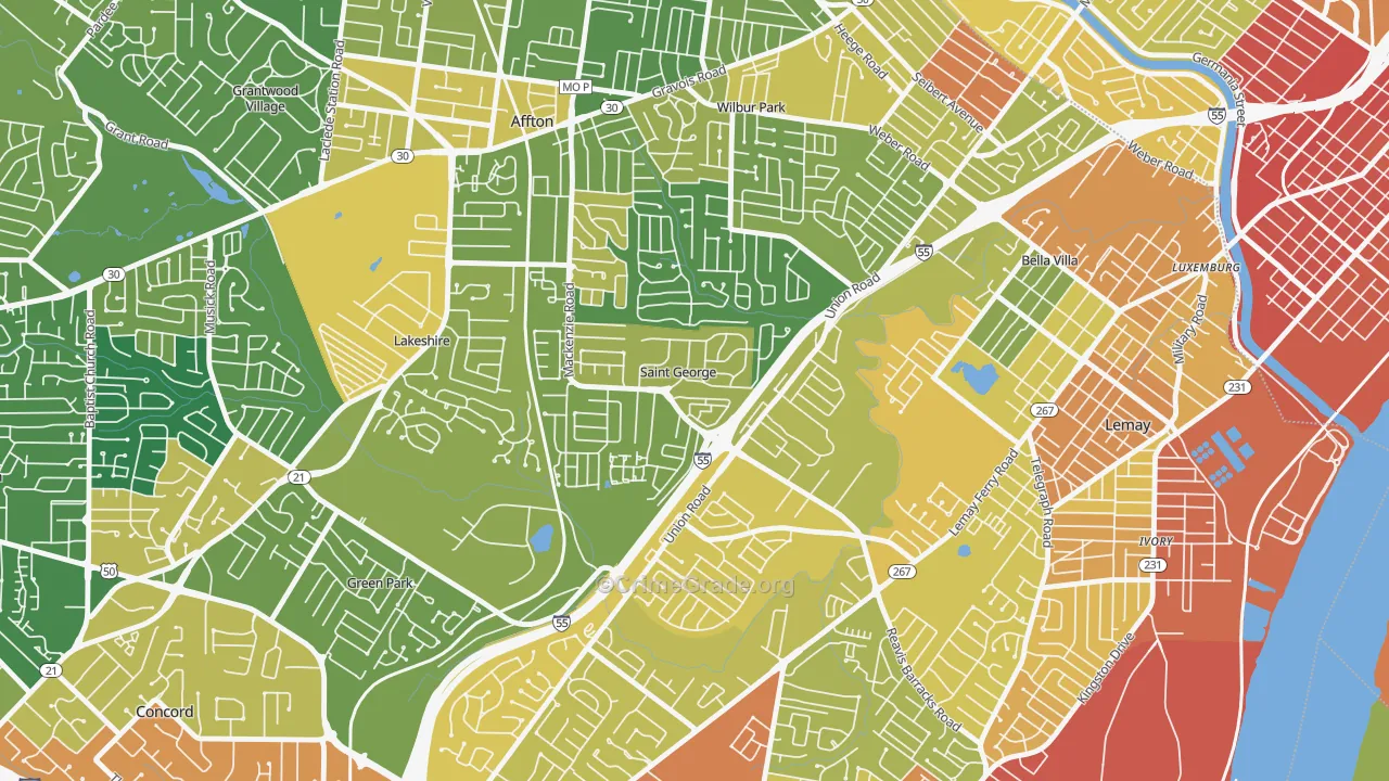 St. George, MO Map of Burglary Rates