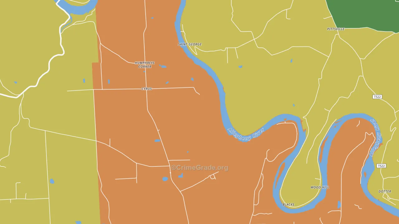 St. George, PA Map of Burglary Rates