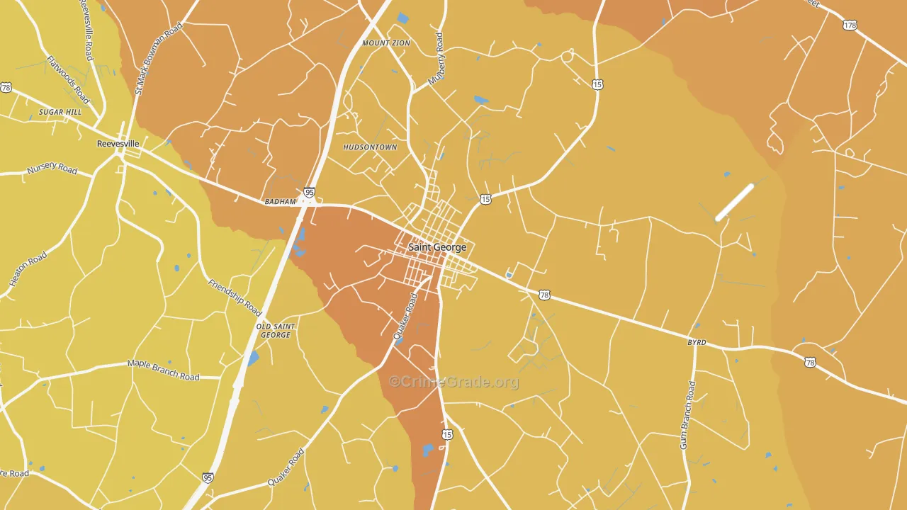 St. George, SC Map of Burglary Rates