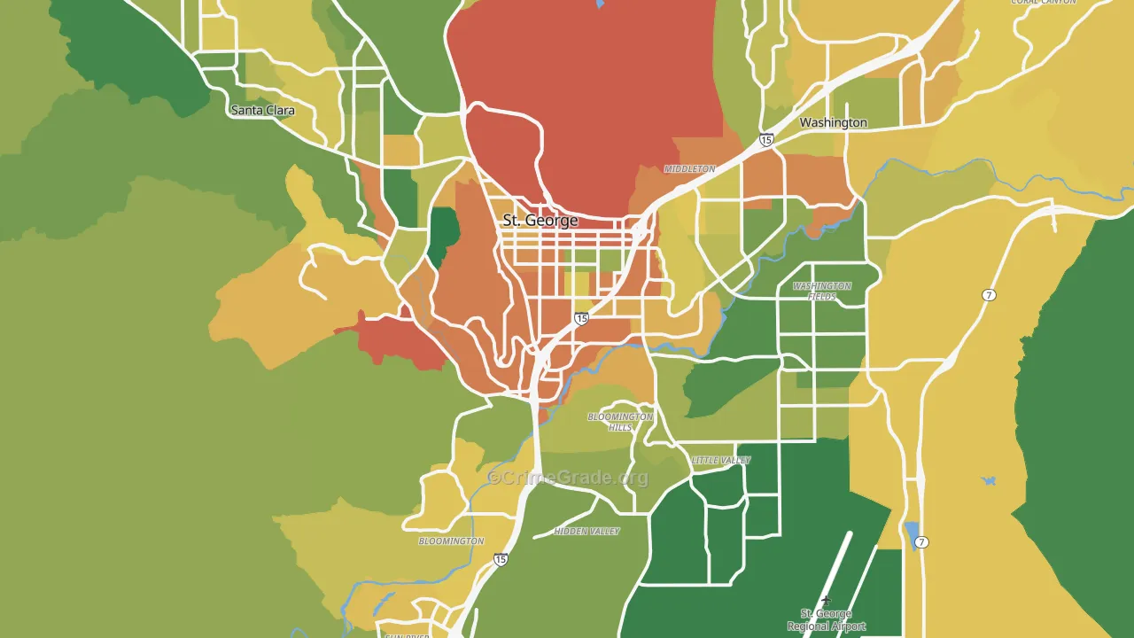 St. George, UT Map of Burglary Rates
