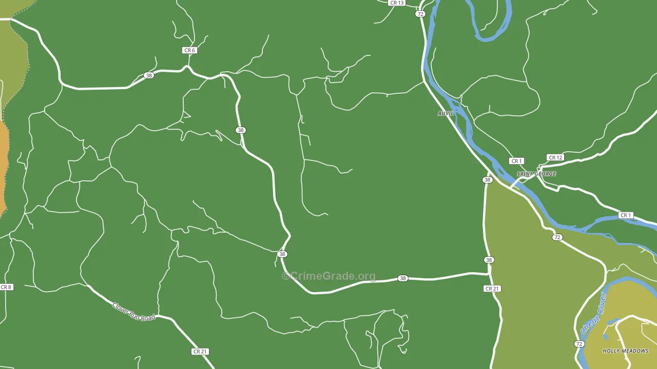 St. George, WV Map of Burglary Rates