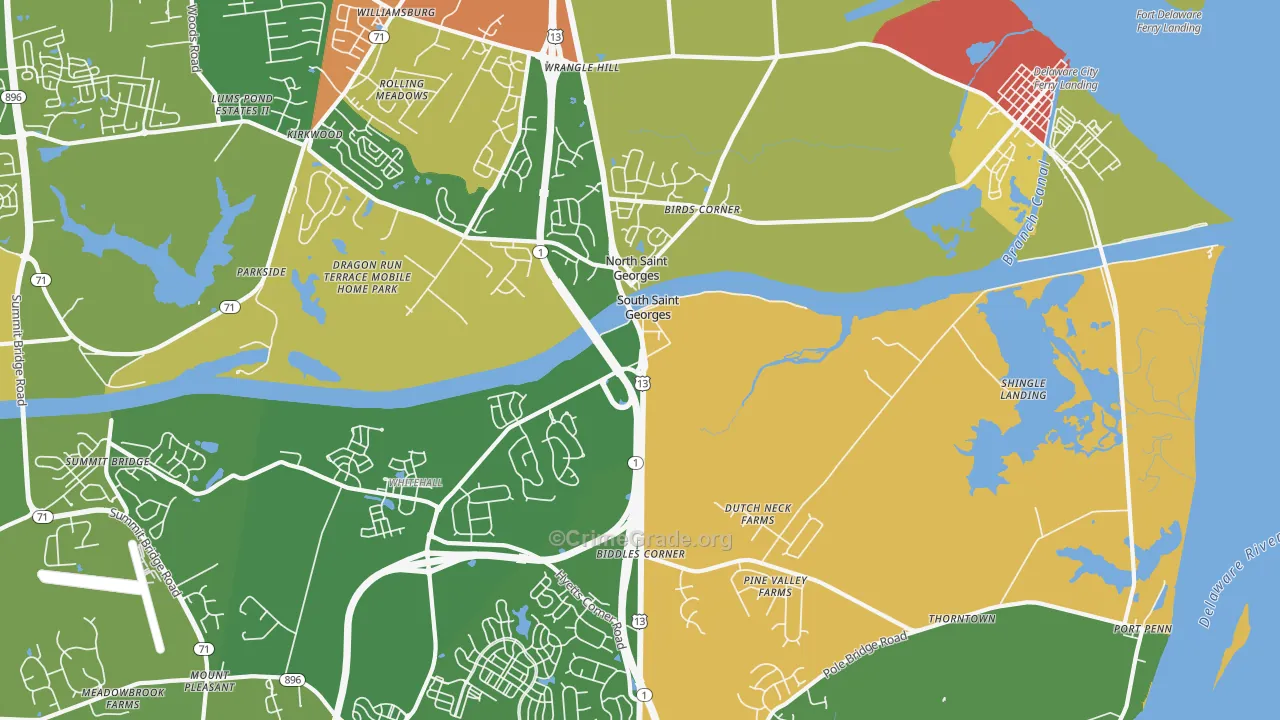 St. Georges, DE Map of Burglary Rates