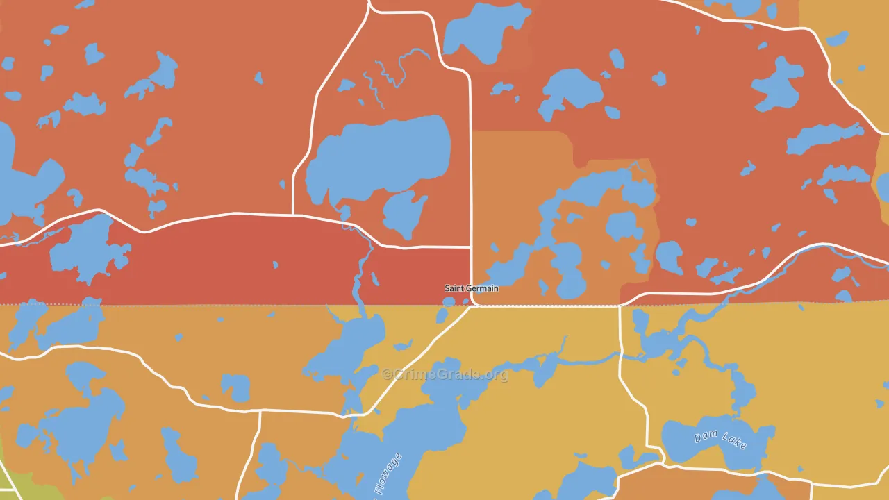 St. Germain, WI Map of Burglary Rates