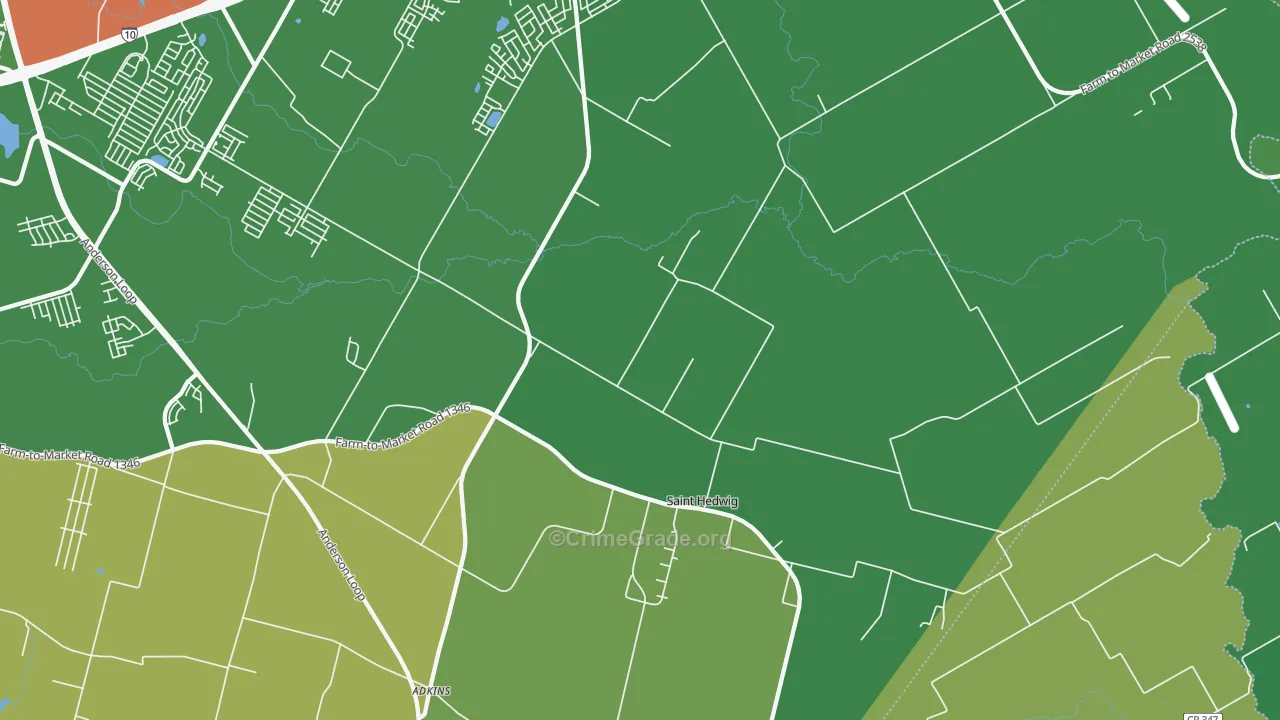 St. Hedwig, TX Map of Burglary Rates