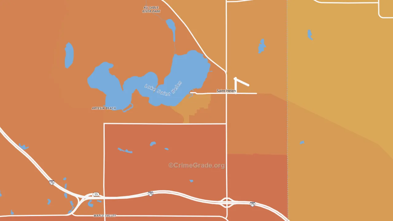 St. Helen, MI Map of Burglary Rates