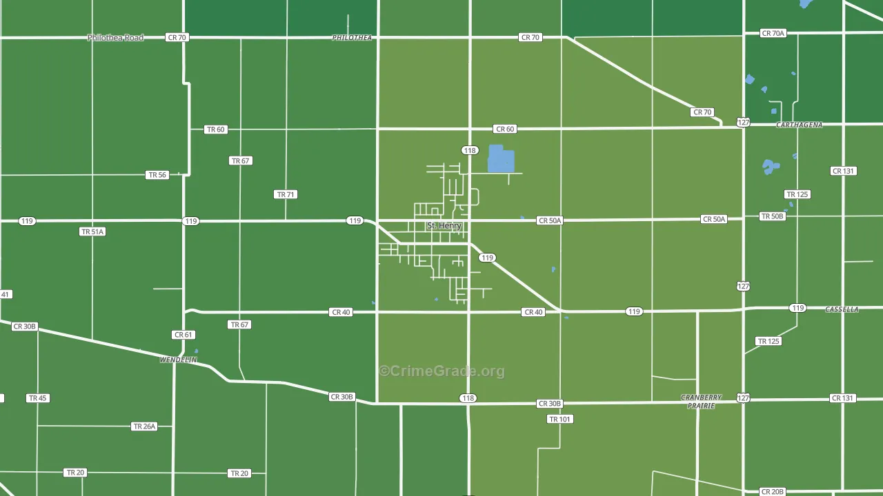St. Henry, OH Map of Burglary Rates