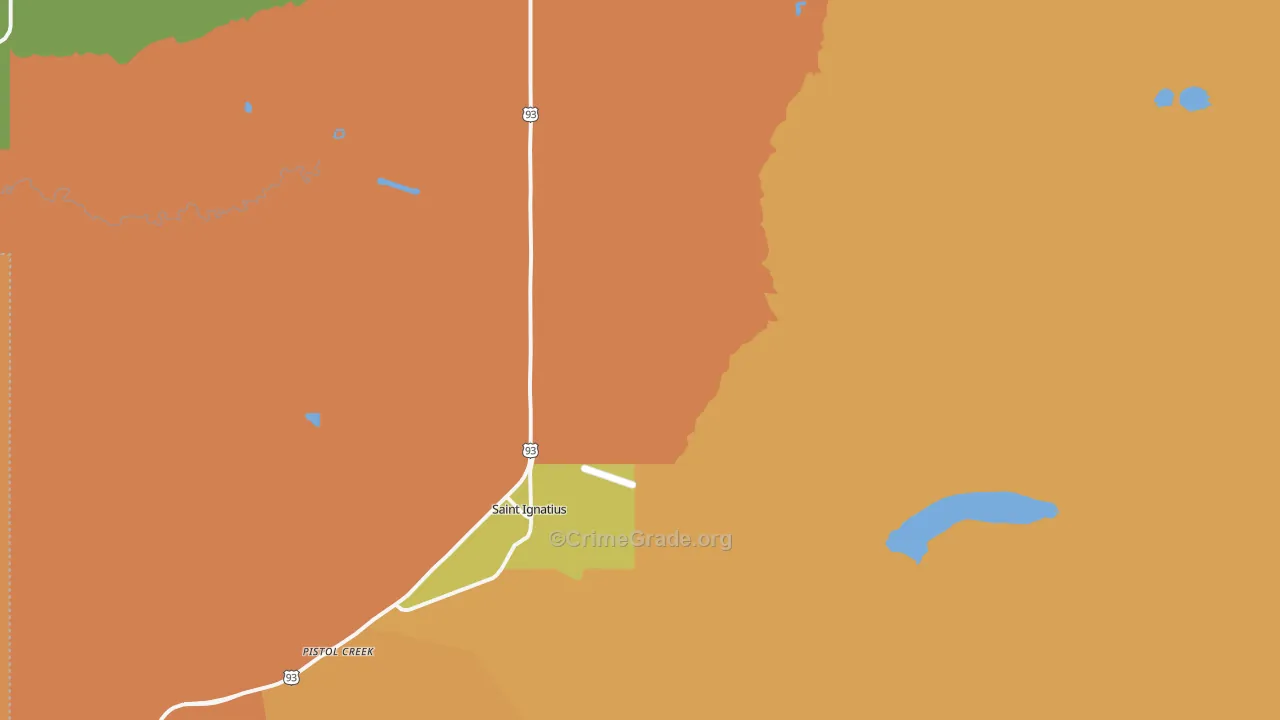 St. Ignatius, MT Map of Burglary Rates