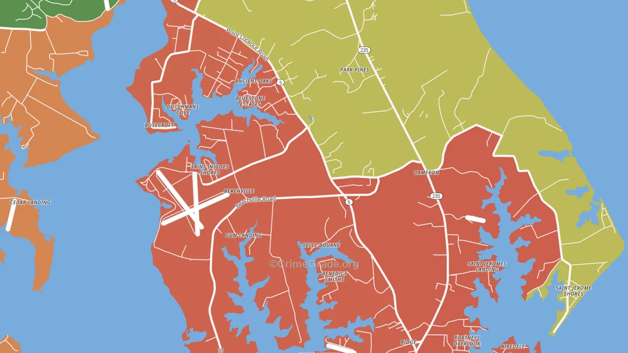 St. Inigoes, MD Map of Burglary Rates