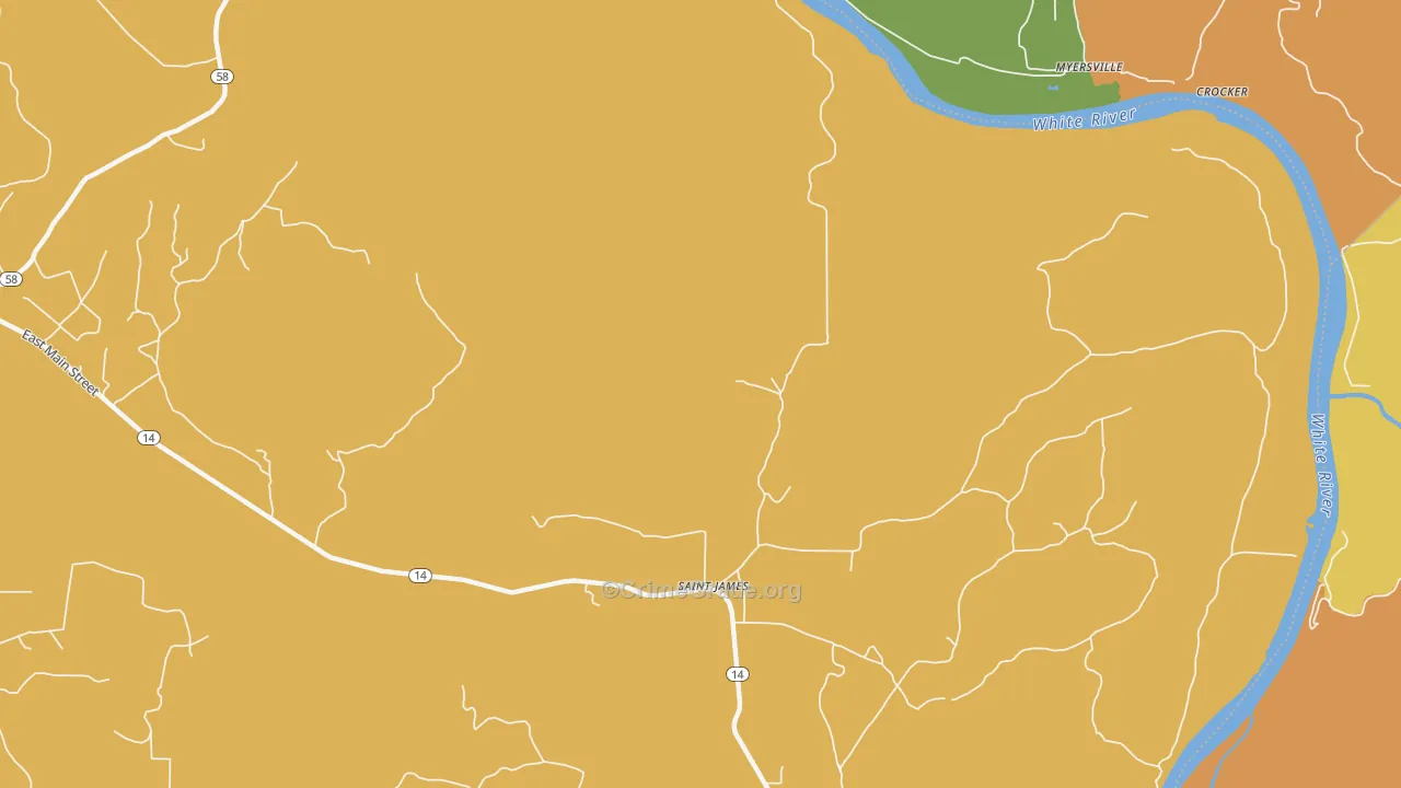 St. James, AR Map of Burglary Rates