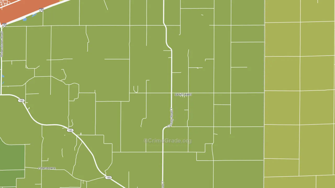 St. James, IL Map of Burglary Rates