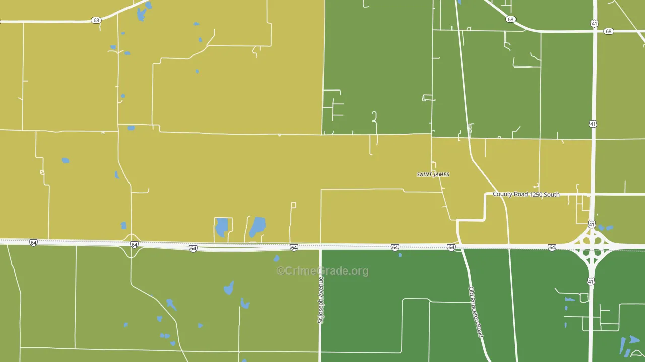 St. James, IN Map of Burglary Rates