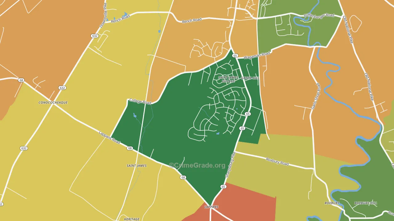 St. James, MD Map of Burglary Rates