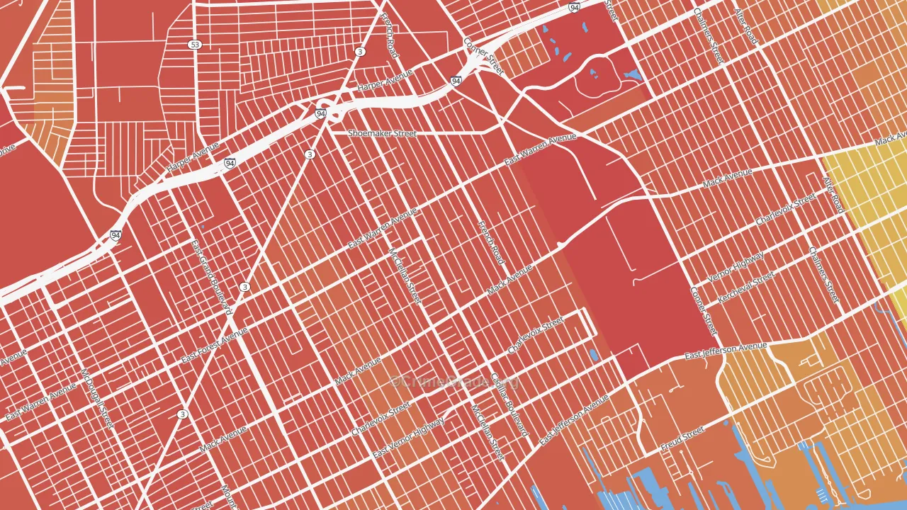 St Jean, Detroit, MI Map of Burglary Rates