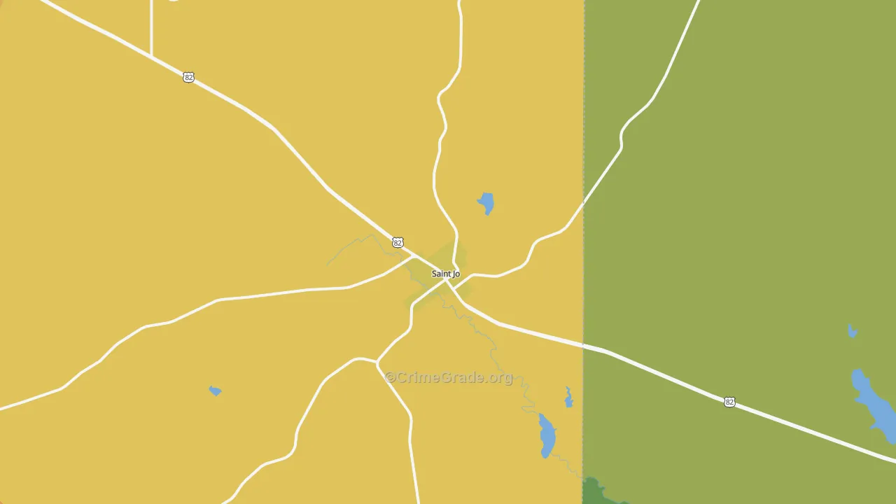 St. Jo, TX Map of Burglary Rates