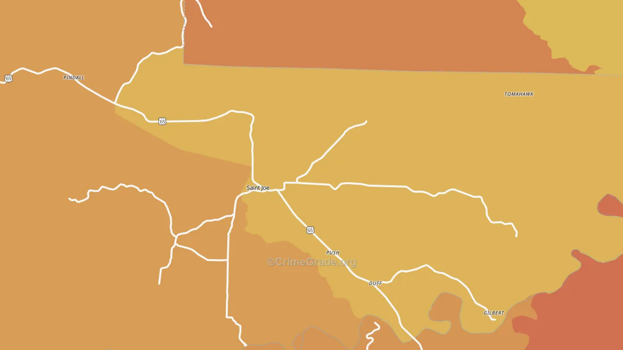 St. Joe, AR Map of Burglary Rates