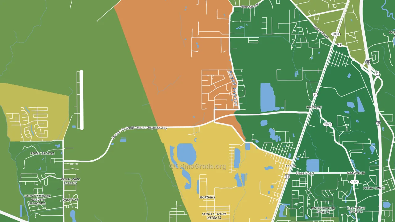 St. Joe, LA Map of Burglary Rates