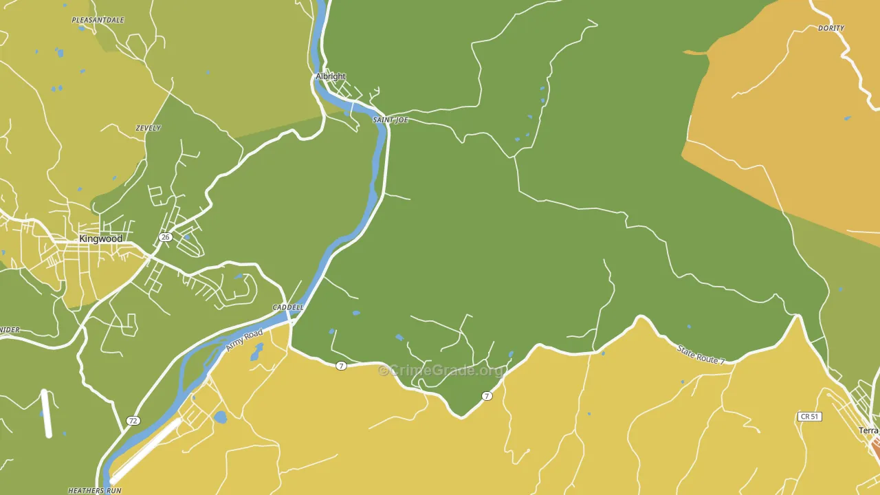 St. Joe, WV Map of Burglary Rates