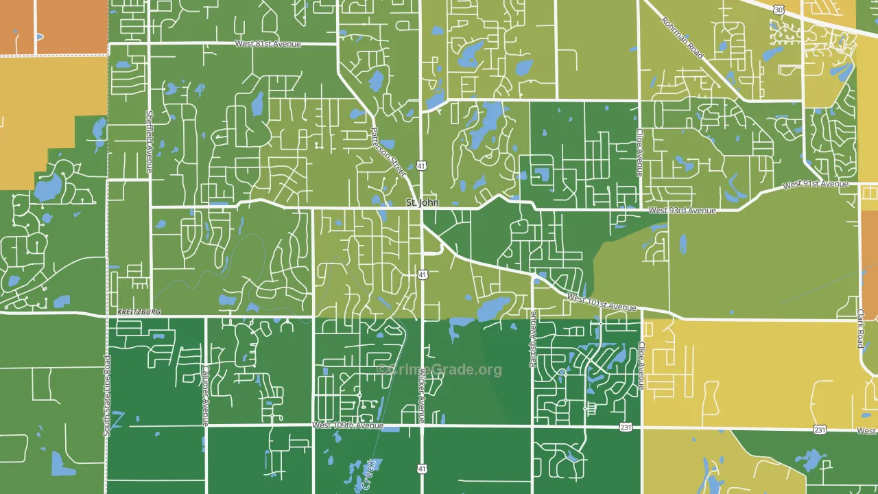 St. John, IN Map of Burglary Rates