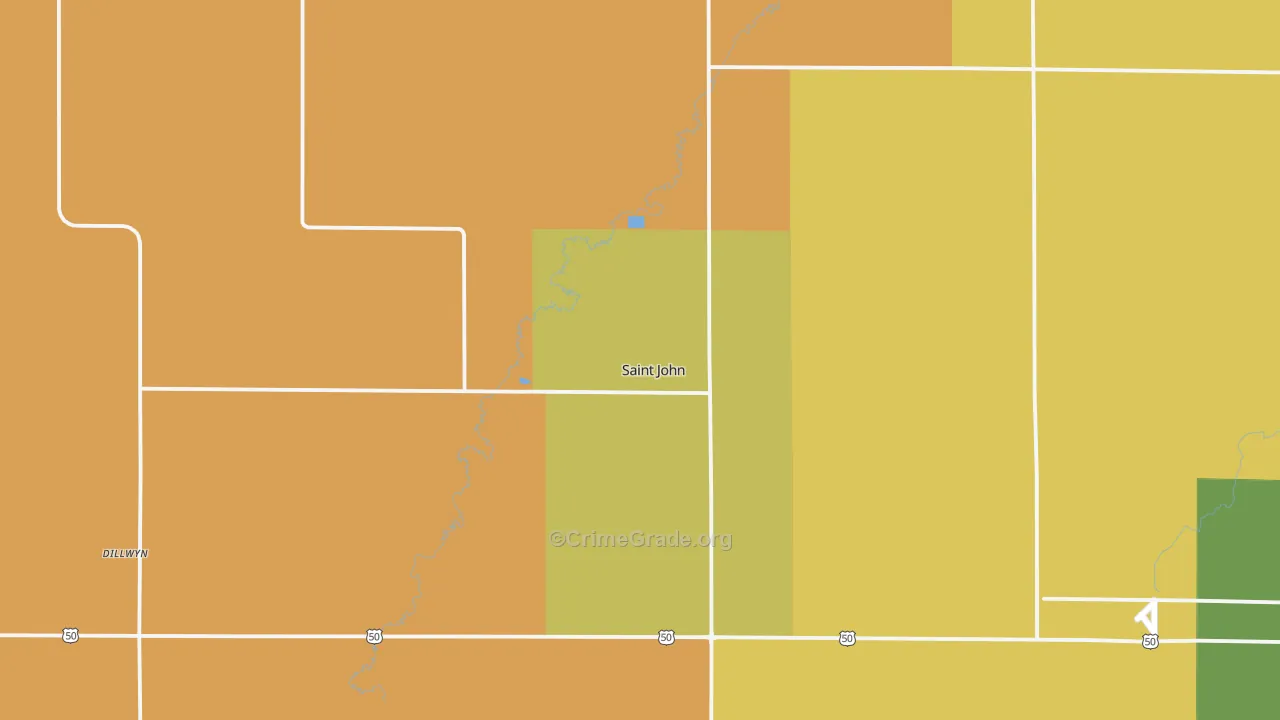 St. John, KS Map of Burglary Rates