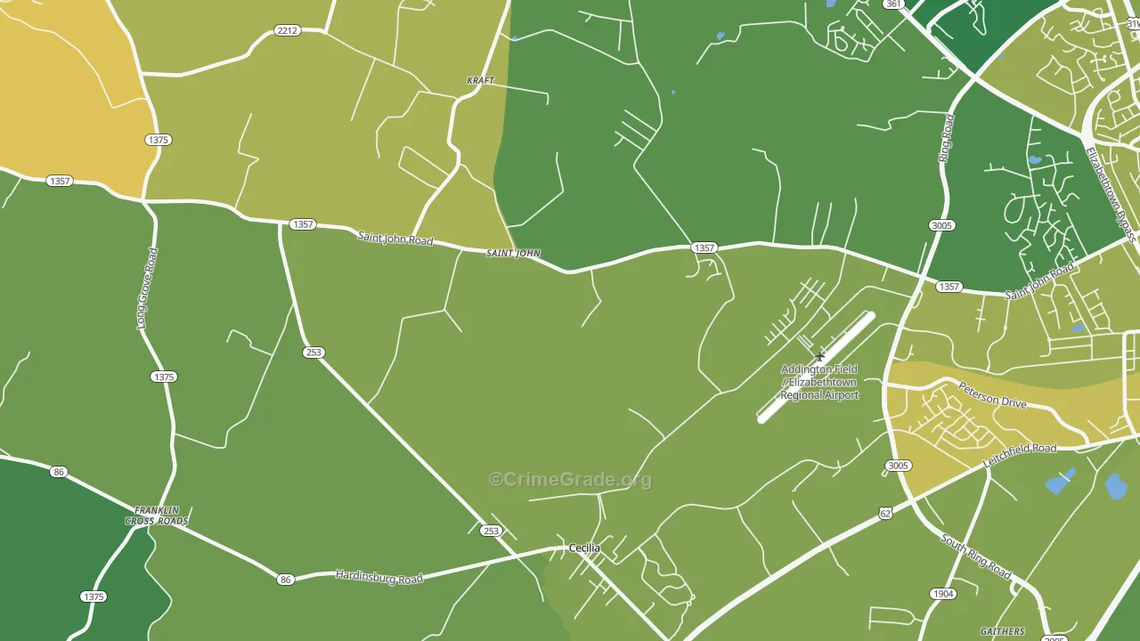 St. John, KY Map of Burglary Rates