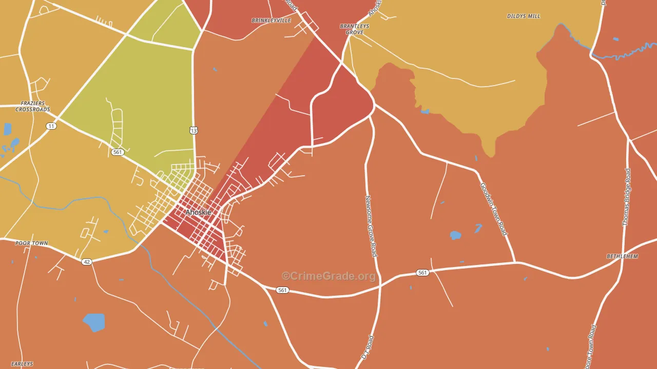 St. John, NC Map of Burglary Rates