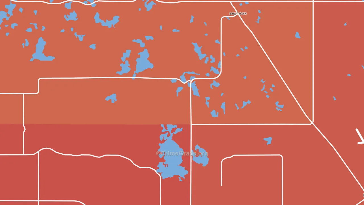 St. John, ND Map of Burglary Rates