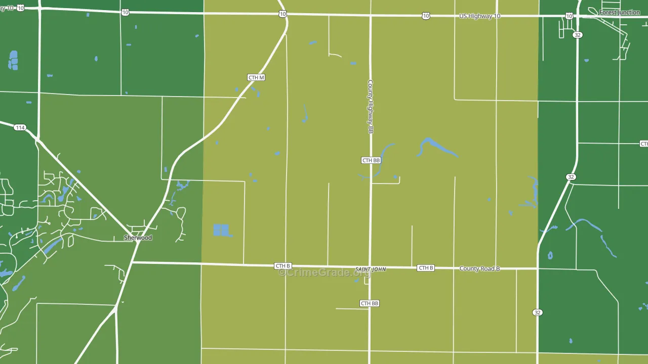 St. John, WI Map of Burglary Rates