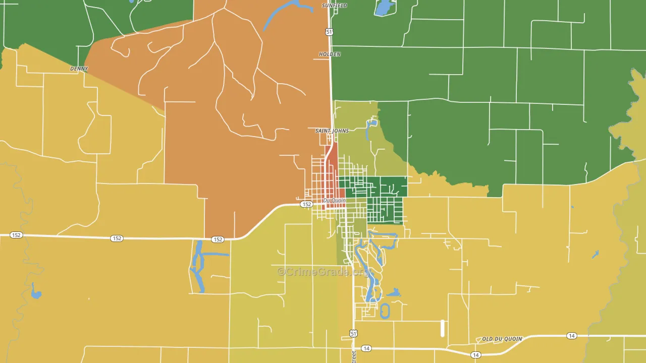 St. Johns, IL Map of Burglary Rates