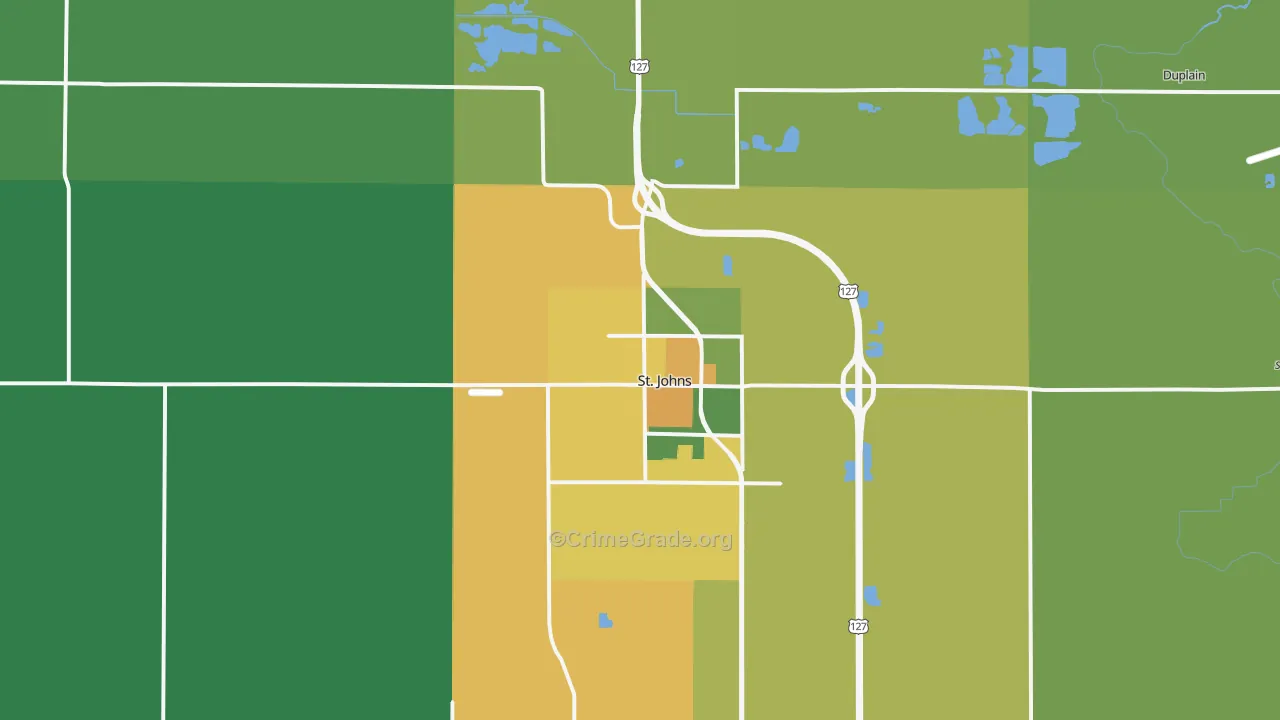 St. Johns, MI Map of Burglary Rates