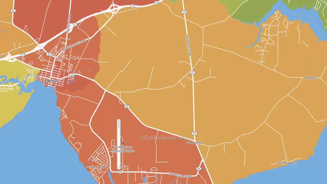 St. Johns, NC Map of Burglary Rates