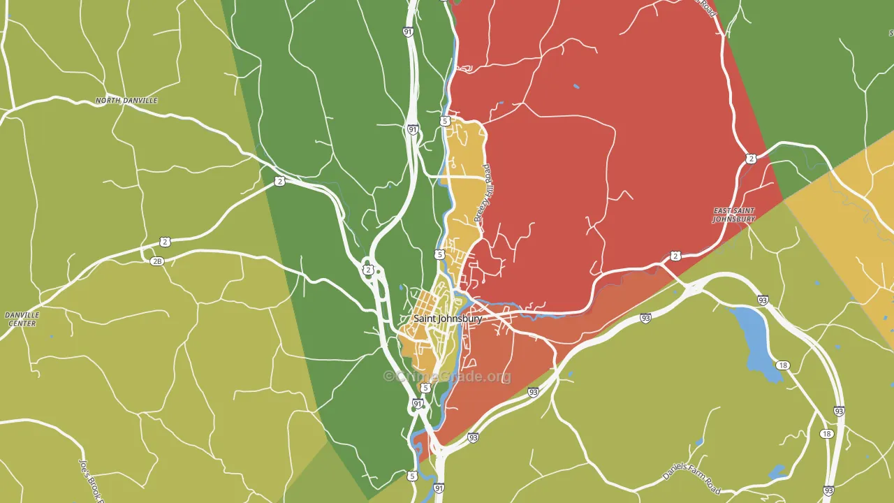 St. Johnsbury, VT Map of Burglary Rates