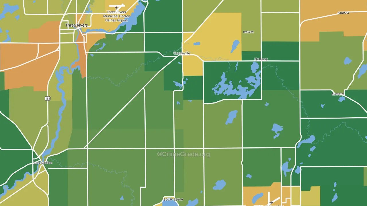 St. Joseph County, MI Map of Burglary Rates