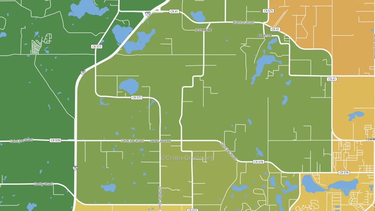 St. Joseph, FL Map of Burglary Rates