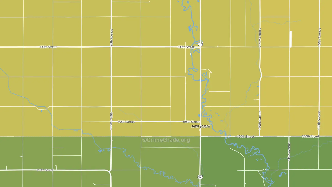 St. Joseph, IA Map of Burglary Rates