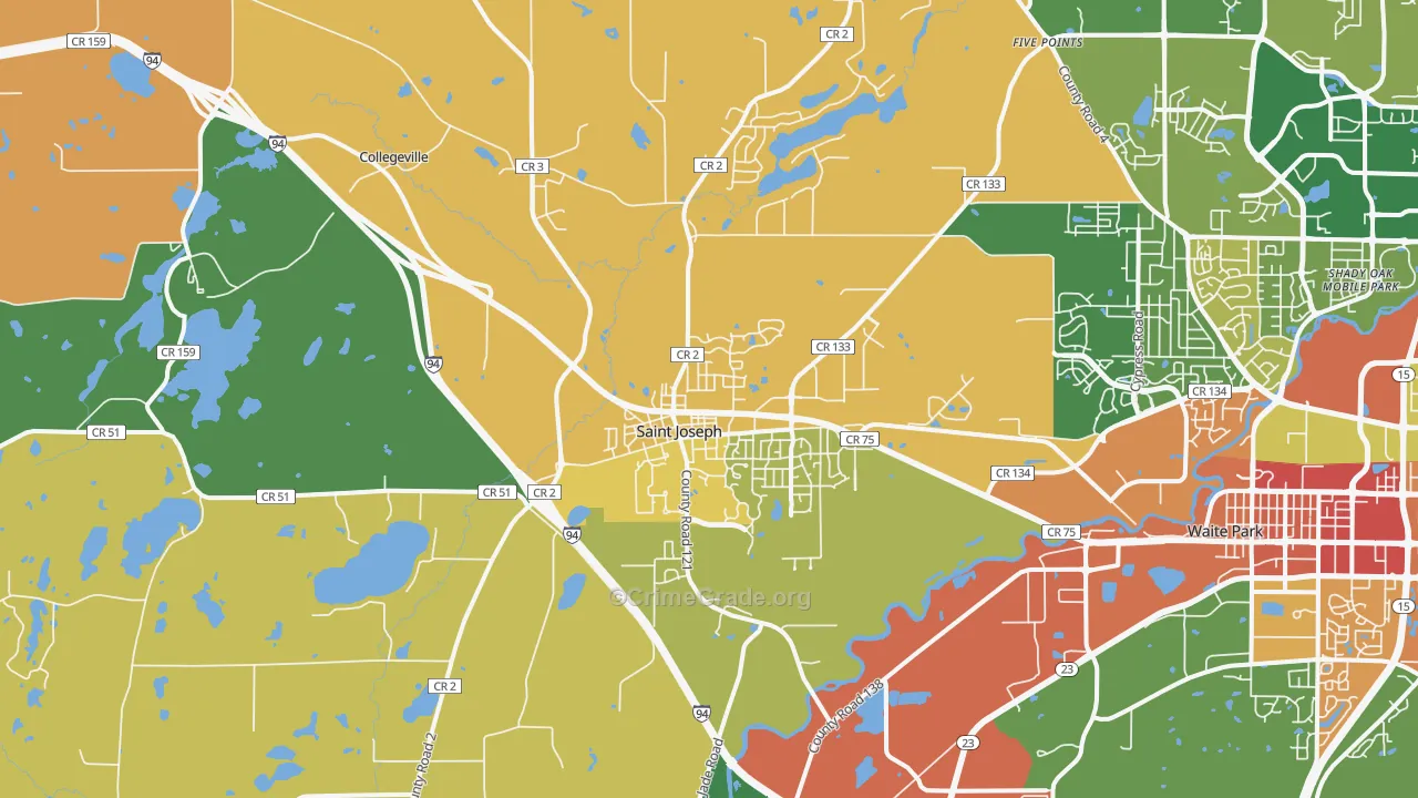 St. Joseph, MN Map of Burglary Rates
